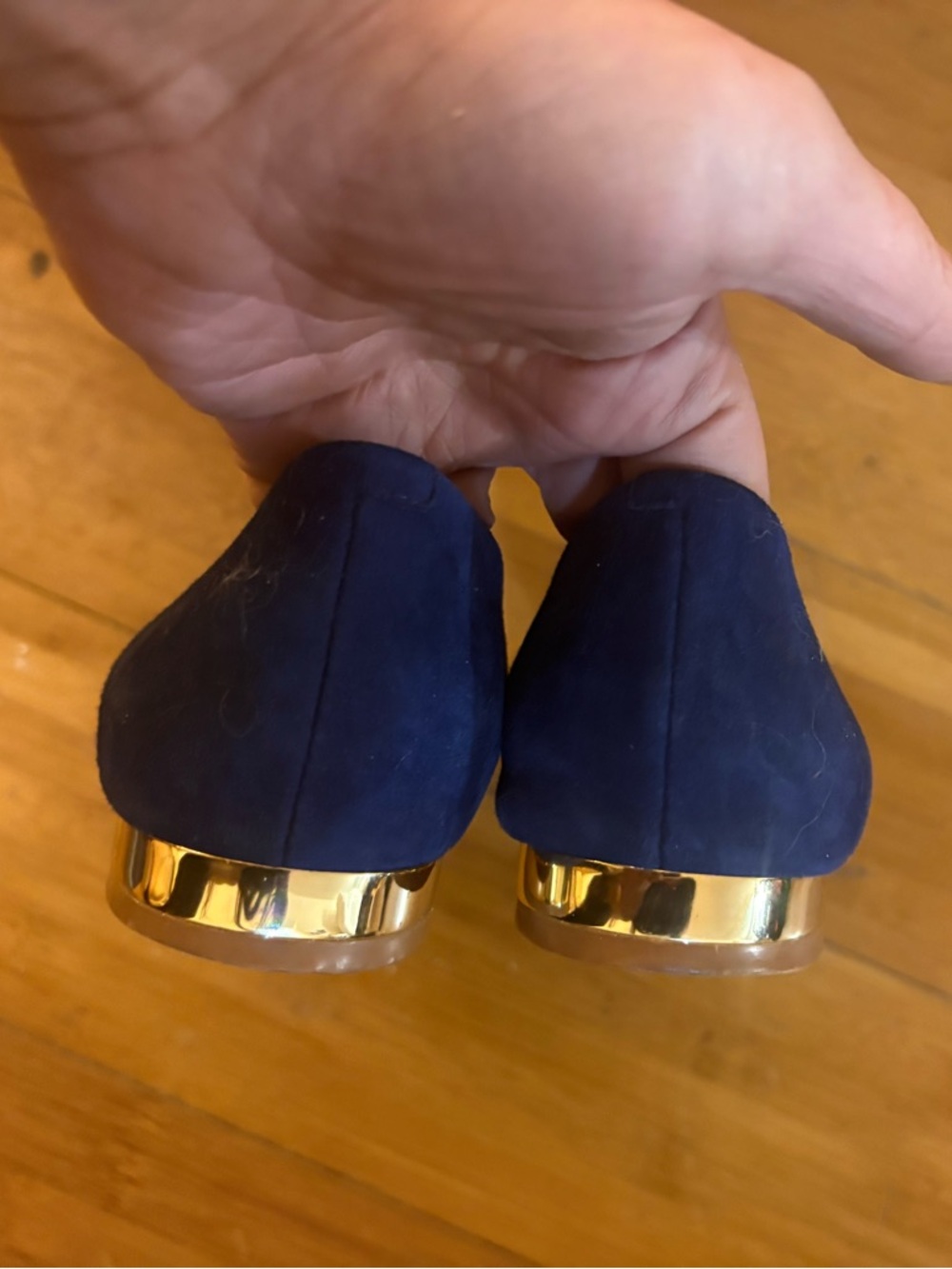 Tory Burch Royal Blue Suede Peep-Toe Flats - Picture 4 of 7